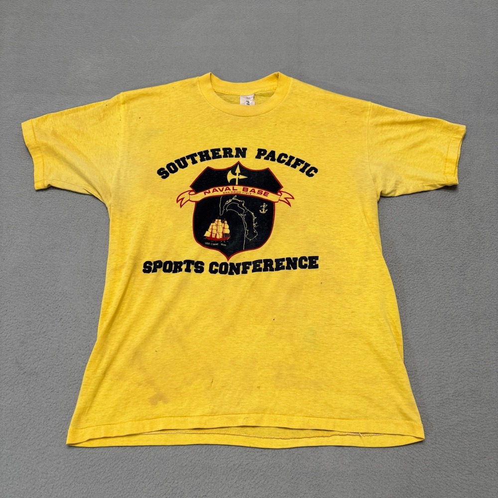 Vintage Southern Pacific Naval Base San Diego Sports Tee XL Military Navy